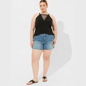 Torrid - Vintage Cotton High Neck Slash Cami in Deep Black​​​​